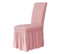 Elastic Chair Covers 3D with Long Skirt, Dining Room, Wedding, Hotel, Banquet, Stretch High Back Chair Slipcovers, Set of 4, Pink - Premium Quality & Elegant Design