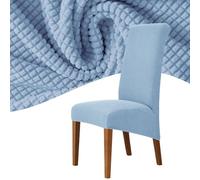 Elastic Chair Covers Set of 6 - Washable High Back Dining Room Covers for Hotels Banquets & Events - Sky Blue Removable Slipcovers for Stylish Protection