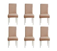 Elastic Chair Covers with Backrest Waterproof & Oil-Resistant Stretchable Removable Seat Covers for Living Room 2/4/6 Pieces Set (Cappuccino 6 Pieces)