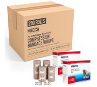 Elastic Compression Bandage Wrap - Premium Quality (Set of 200) w/Hooks, Athletic Sport Support Tape Rolls for Ankle, Wrist, Arm, Leg Sprains First Aid Bandages (100)- 2" x 5 Ft (100)- 3" x 5 Ft