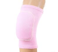 Elastic Compression Knee Pads Pair with Thick Sponge Padding Providing Comfort and Support for Sports and Outdoor Activities (L pink)