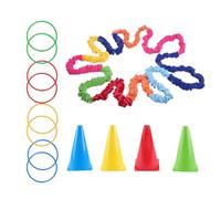 Elastic Cooperative Stretchy Band, Stretch Props Activity Equipment, Group Activities Motor Rope with Marked Bucket for Home, School, Park, Garden