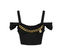 Elastic Cotton Top with Collar To04861E2-110 - female - Elisabetta Franchi - Sleeveless Tops - Black - M - Tops M