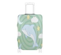 Elastic cover for carry on luggage Scratch-Resistant Fit carry on suitcase cover travel accessories Fit 18-32 Inch Luggage, cute animal dolphin cloud sage green, L 26-28 in