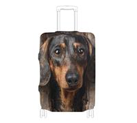 Elastic cover for luggage Anti Scratch suitcases cover luggage protector Fit 18-32 Inch Luggage, dachshund dog cute wood, L 26-28 in