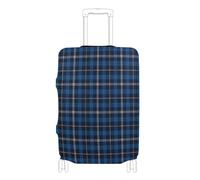 Elastic cover for luggage Washable suitcase elastic cover Baggage Protector Fit 18-32 Inch Luggage, Vintage buffalo plaid checked navy blue, S 18-20 in