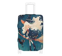 Elastic covers for luggage Dustproof suitcase covers luggage protectors Fit 18-32 Inch Luggage, cute halloween witch girl, L 26-28 in