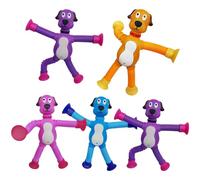 Elastic Dog Tube with Suction Cups and LED Lights - Fun Toys for Kids, Dogs and Classrooms - a 5 Pack to Change Toys That Kids, Dogs and Classrooms Can Enjoy