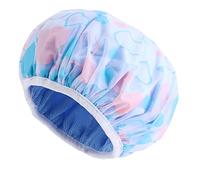 Elastic Double Layer Adjustable Women's Bathing Shower Reusable Bath Hat Polyester Fiber Bonnet