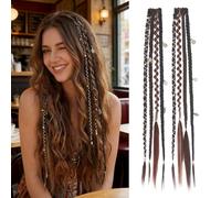 Elastic Dread Ponytail, 2-Piece Elastic Braided Ponytail, Easy To Manage For Holiday Celebrations, Role-playing And Daily Styling(Rainbow Colors,16 Inch)