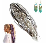 Elastic Dread Ponytail, 22" Boho Braided Ponytail Extension with Beads Charms, 1-Minute Beachy Boho Hair Transformation, Natural Hand-Braided Ponytails for Daily, Festival and Travel (B)