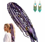 Elastic Dread Ponytail, 22" Boho Braided Ponytail Extension with Beads Charms, 1-Minute Beachy Boho Hair Transformation, Natural Hand-Braided Ponytails for Daily, Festival and Travel (G)