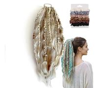 Elastic Dread Ponytail, 26cm Boho Braided Ponytail Extension With Beads Charms, Portable And Stable Design For Holiday Travel Or Leisure Occasions(A1)
