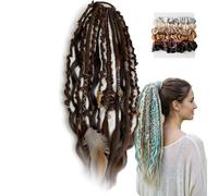 Elastic Dread Ponytail, 26cm Boho Braided Ponytail Extension With Beads Charms, Portable And Stable Design For Holiday Travel Or Leisure Occasions(D1)