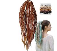 Elastic Dread Ponytail, 26cm Boho Dreadlock Ponytail Extension with Hair Tie, Shell and Charm Details, Lightweight Natural Hand-braided Braids Long Ponytails Dreads for Women Men Festival Daily (B1)