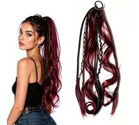 Elastic Dread Ponytail Boho Dreadlock Hair Extension with Bead, 22" Beachy Vibe Viking Braid, One Minute Easy Attachment for Festival & Daily(C)