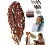 Elastic Dread Ponytail, Boho Dreadlock Hair Extension With Beads And Charm Details, Natural Hand-braided Dread Ponytail(#07)