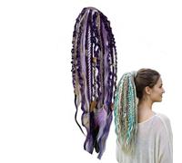 Elastic Dread Ponytail, Boho Dreadlock Hair Extension With Beads And Shell, Lightweight And Natural Easy 1-Minute Clip-In Ponytail Attachment(A8)