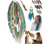 Elastic Dread Ponytail, Boho Dreadlock Hair Extension With Beads, Natural Hand-Braided Long Dreadlock Ponytail For Festivals And Travel(#04)
