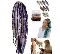 Elastic Dread Ponytail, Boho Dreadlock Hair Extension With Beads, Natural Hand-Braided Long Dreadlock Ponytail For Festivals And Travel(#06)