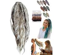 Elastic Dread Ponytail, Boho Dreadlock Hair Extension With Beads, Natural Hand-Braided Long Dreadlock Ponytail For Festivals And Travel(#08)