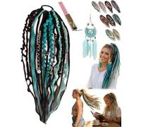 Elastic Dread Ponytail, Boho Dreadlock Hair Extension With Beads, Natural Hand-Braided Long Dreadlock Ponytail For Festivals And Travel(#02)