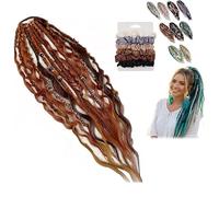 Elastic Dread Ponytail, Boho Dreadlock Hair Extension With Beads, One-Minute Install Boho Hair With Beads & Charms For Festival Travel & Casual(07)
