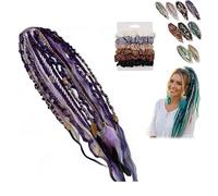 Elastic Dread Ponytail, Boho Dreadlock Hair Extension With Beads, One-Minute Install Boho Hair With Beads & Charms For Festival Travel & Casual(08)