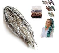 Elastic Dread Ponytail, Boho Dreadlock Hair Extension With Beads, One-Minute Install Boho Hair With Beads & Charms For Festival Travel & Casual(05)
