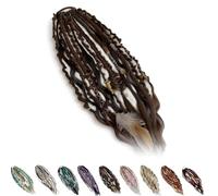 Elastic Dread Ponytail, Elastic Boho Dreadlock Hair Extension with Beads, Shell and Charm Details, Easy One-Minute Ponytail Attachment for Festival, Travel & Casual Styles (B)