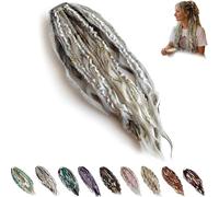 Elastic Dread Ponytail, Elastic Boho Dreadlock Hair Extension with Beads, Shell and Charm Details, Easy One-Minute Ponytail Attachment for Festival, Travel & Casual Styles (D)