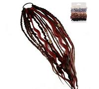 Elastic Dread Ponytail Extension, Boho Hand-Braided Dreadlock Ponytail, Lightweight And Comfortable For Beaches, Music Festivals And Vacations(Crimson)