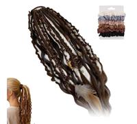 Elastic Dread Ponytail, Natural Hand-Braided Long Dreadlock Ponytail With Shell And Charm Details, Comfortable And Elastic Design For Holiday Or Daily Dressing Up(Black)