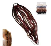 Elastic Dread Ponytail, Natural Hand-Braided Long Dreadlock Ponytail With Shell And Charm Details, Comfortable And Elastic Design For Holiday Or Daily Dressing Up(Black A)