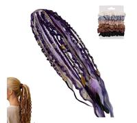 Elastic Dread Ponytail, Natural Hand-Braided Long Dreadlock Ponytail With Shell And Charm Details For Holiday Or Daily Dressing Up(Purple)