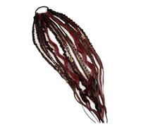 Elastic Dread Ponytail Salty, Handmade Boho Hippie Dreadlocks on Hair Band, 20 Inch Mixed Braids Faux Locs Hairpiece with Wooden Beads for Women Festival Party (H)