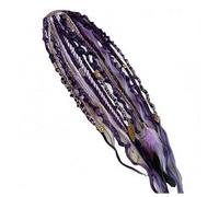 Elastic Dread Ponytail Salty, Handmade Boho Hippie Dreadlocks on Hair Band, 20 Inch Mixed Braids Faux Locs Hairpiece with Wooden Beads for Women Festival Party (I)