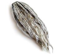 Elastic Dread Ponytail Salty-Soul, 22" Boho Braided Ponytail Extension with Hair Tie, Lightweight Natural Hand-braided Braids Long Viking Dreadlock Beads Ponytail for Women Men (E)