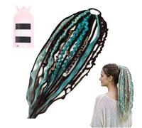 Elastic Dread Ponytail, Wrap Around Boho Dreadlock Hair Extension, Easy Instant One-Minute Elastic Ponytail, Lightweight Natural Synthetic Hairpiece with Beads, Shell and Charm Details (#01)