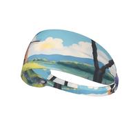 Elastic Exercise Headband Fashionable Sweat Absorption Breathable and Exquisite beautiful river windmill Print Design