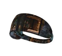Elastic Exercise Headband Fashionable Sweat Absorption Breathable and Exquisite Breezes of the Mountain Print Design