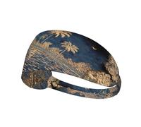 Elastic Exercise Headband Fashionable Sweat Absorption Breathable and Exquisite Broken Golden Island Print Design