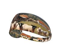 Elastic Exercise Headband Fashionable Sweat Absorption Breathable and Exquisite cute farm animals Print Design