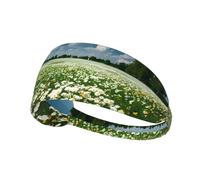 Elastic Exercise Headband Fashionable Sweat Absorption Breathable and Exquisite Endless Flower Fields Print Design