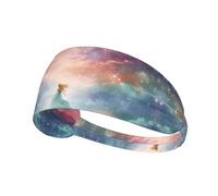 Elastic Exercise Headband Fashionable Sweat Absorption Breathable and Exquisite Fantasy Paradise Space Print Design