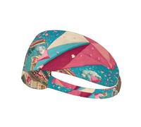 Elastic Exercise Headband Fashionable Sweat Absorption Breathable and Exquisite Kite Town Print Design
