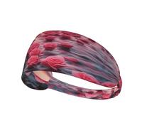 Elastic Exercise Headband Fashionable Sweat Absorption Breathable and Exquisite roses by the sea Print Design