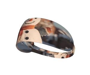 Elastic Exercise Headband Fashionable Sweat Absorption Breathable and Exquisite Sunshine Snowman Print Design
