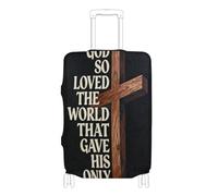 Elastic extra large luggage cover Scratch-Resistant Fit covers for suitcases Baggage Protector Fit 18-32 Inch Luggage, god so love the world Cross, S 18-20 in