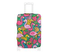 Elastic extra large luggage cover Scratchproof elastic suitcase covers Baggage Protector Fit 18-32 Inch Luggage, Pink strawberry flamingo, XL 29-32 in